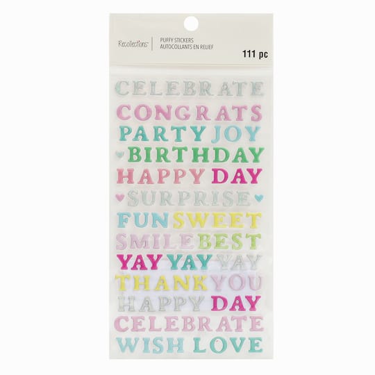 Birthday Sentiments Puffy Stickers by Recollections&#x2122;